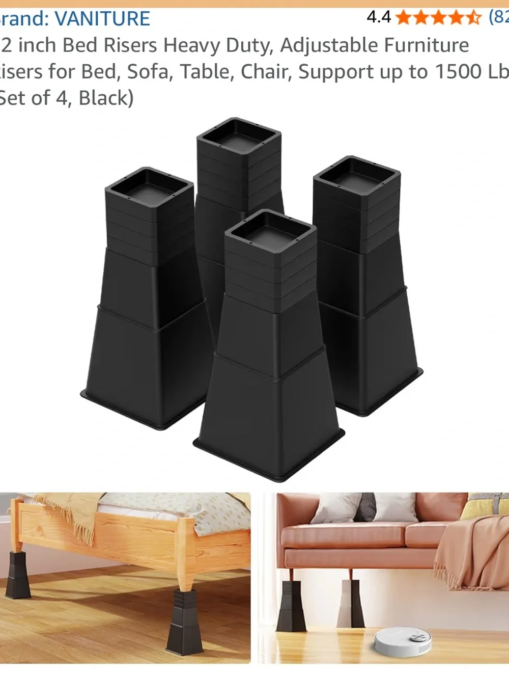 Black Furniture Risers - Set of 4